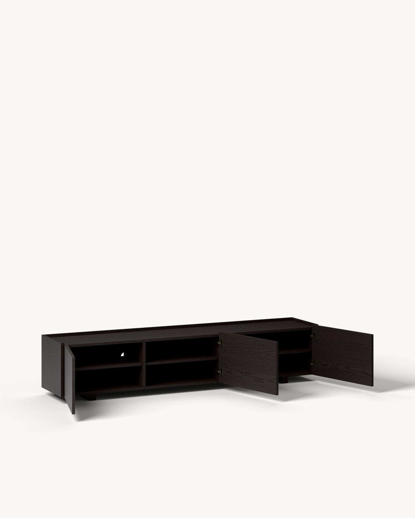 Raster TV komoda – crni furnir — Katalog · Otvoreno