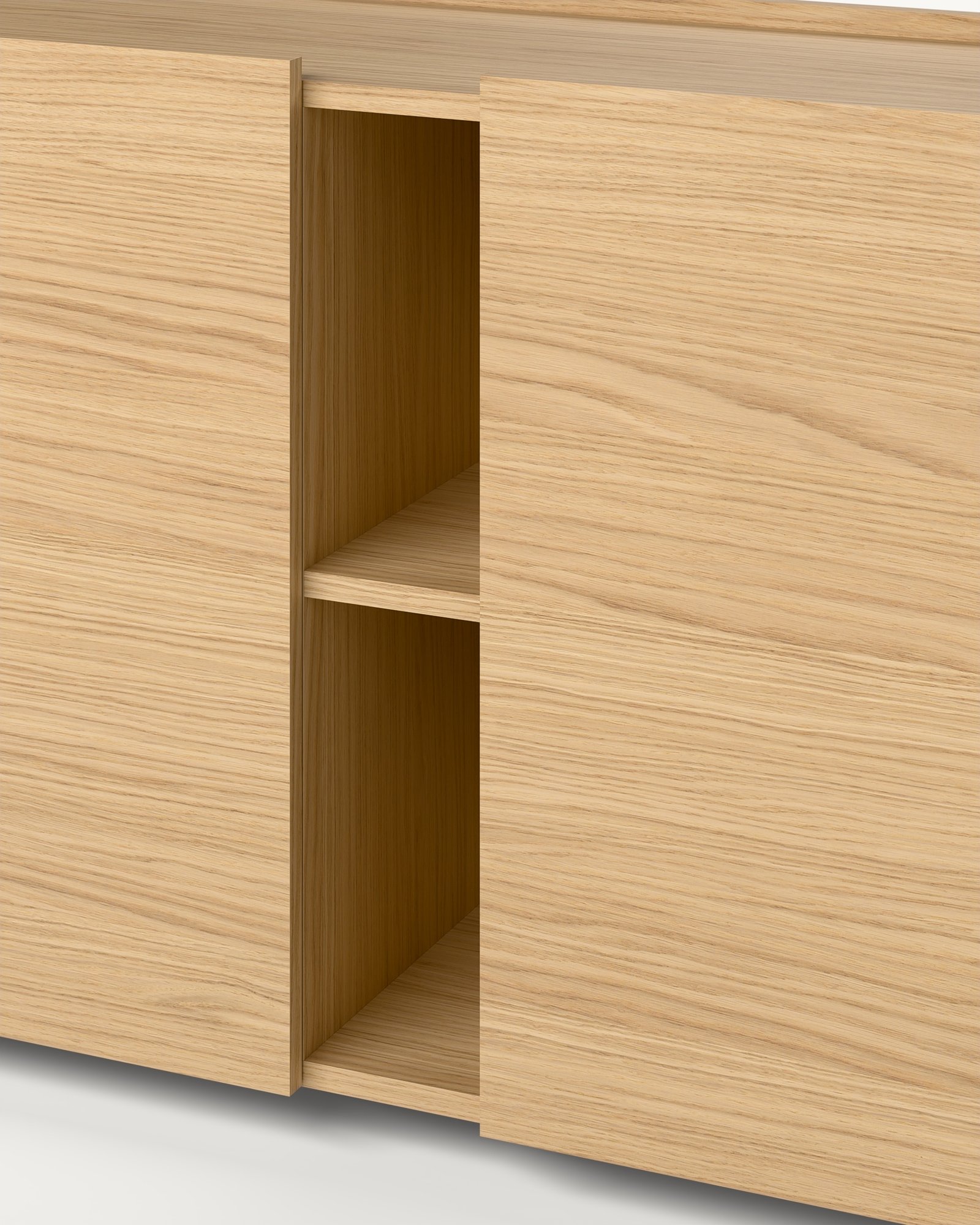 Raster komoda sa nišom – Natural Oak · hrast furnir — Katalog · Detalj materijala i spoja