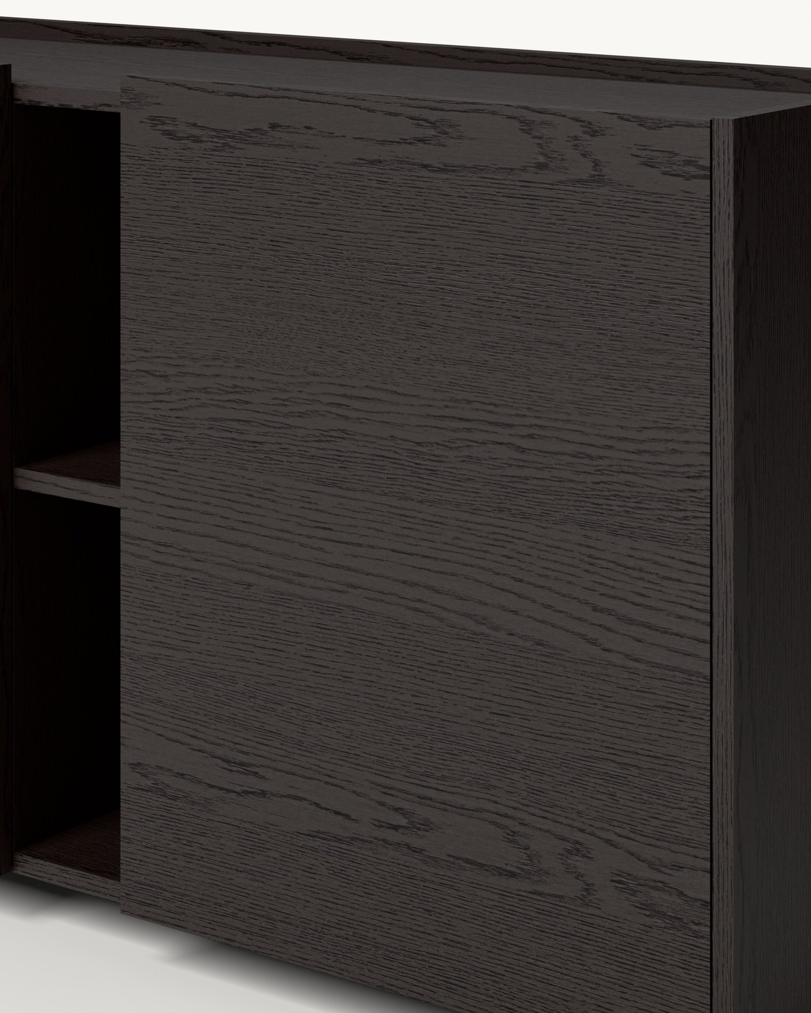 Raster komoda sa nišom – Crni furnir — Katalog · Detalj materijala i spoja