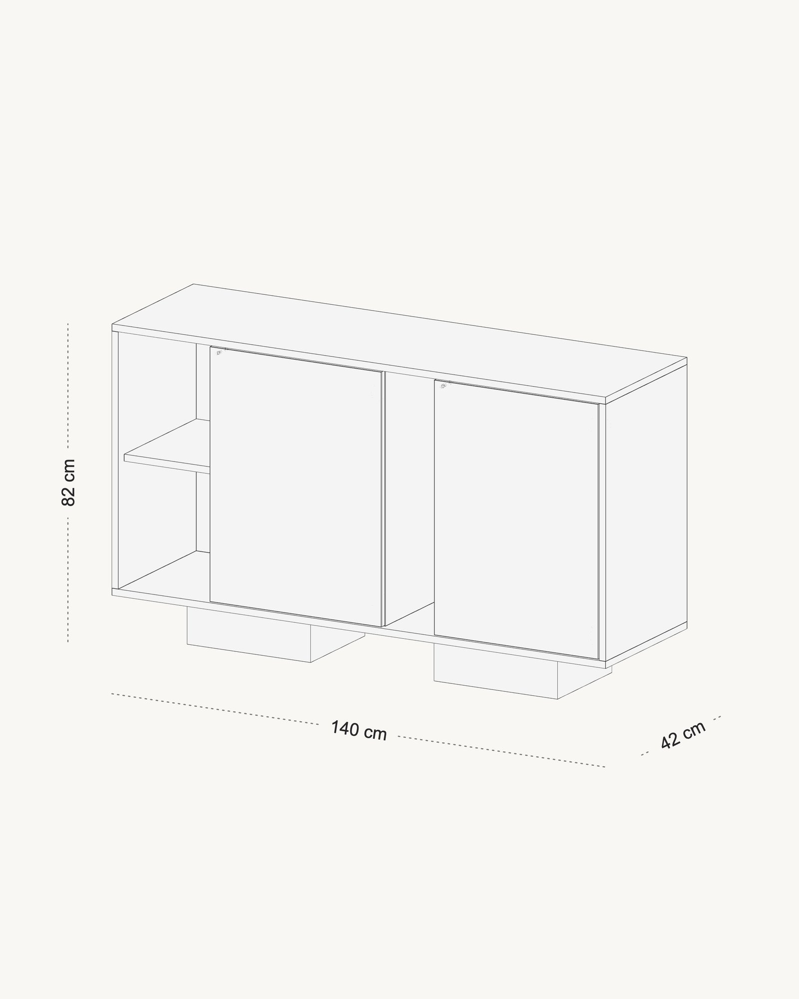 Tehnički crtež dimenzija — Moduli komoda sa nišama – Sahara crvena